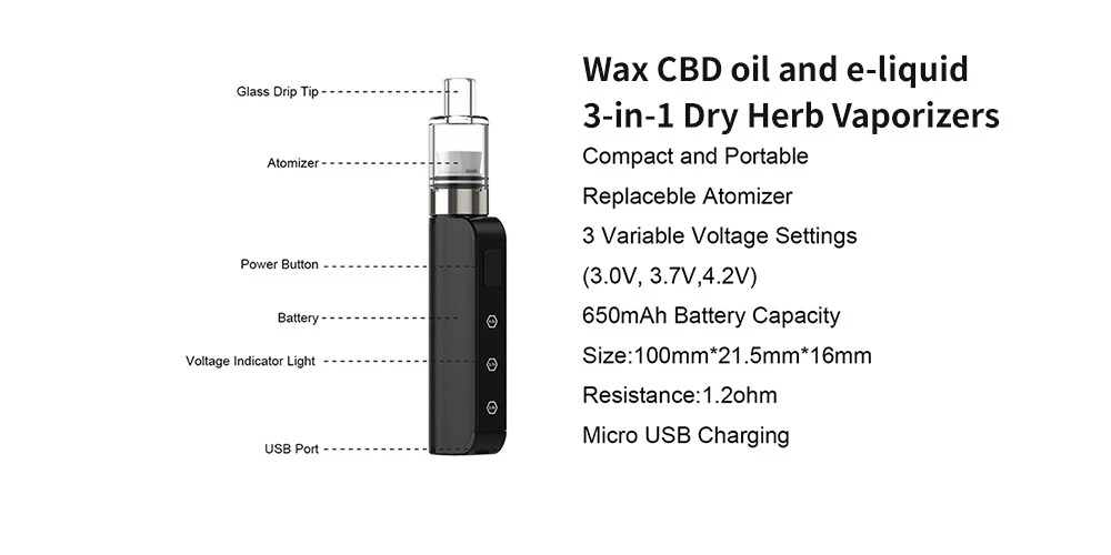Wax CBD oil and e-liquid 3-in-1 Dry Herb Vaporizers Wax CBD oil and e-liquid 3-in-1 Dry Herb Vaporizers